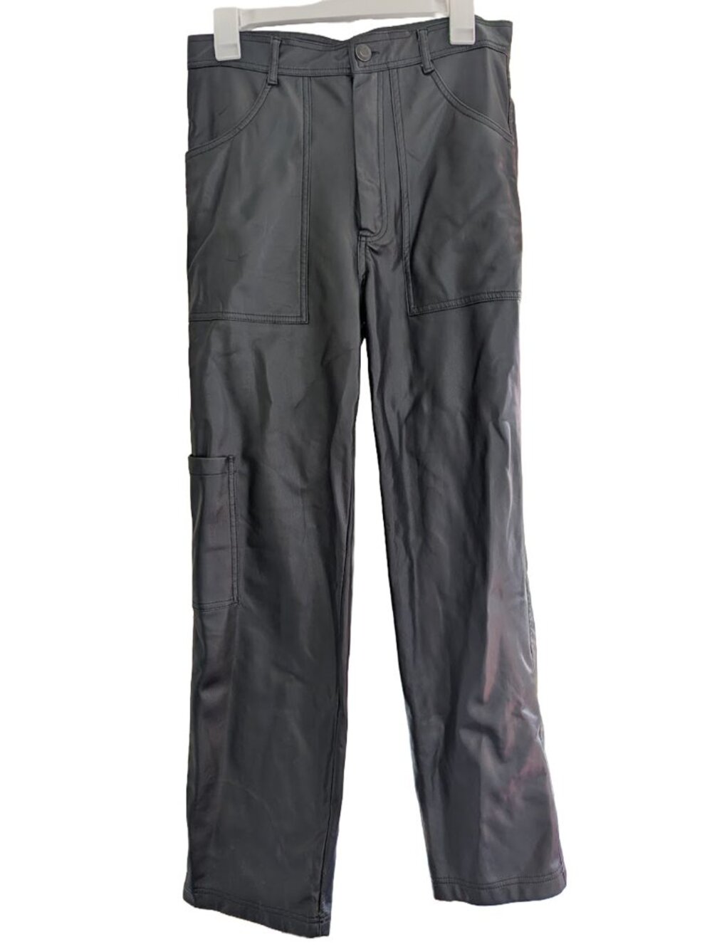 Zara Faux Leather High Waisted Wide Leg Cargo Pants - Picture 2 of 6